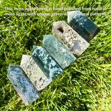 1pc Natural Moss Agate Tower - Multicolor - View 3