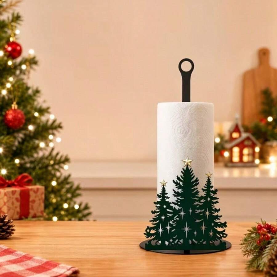 Christmas Theme Vertical Kitchen Paper Towel Holder, Available In Santa Claus And Christmas Tree Styles, Holiday Design, Paper Towels Not Included, Desktop Vertical Kitchen Paper Roll Holder, Christmas Home Desktop Atmosphere Decoration - Multicolor - View 1