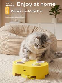 Interactive Cat Toys For Indoor Cats, Whack-A-Mole Rechargeable Cat Toy With Feather, Automatic 3-In-1 Cat Toys With 3 Modes, 4 Holes Kitten Toy For Cats Entertainment - Multicolor - View 4