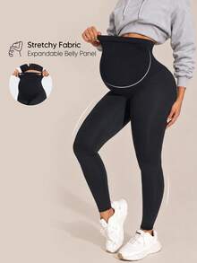 Maternity Leggings, High-Waisted Design, Suitable For Sports, Yoga And Various Occasions Spring Black Fall - Black - View 1
