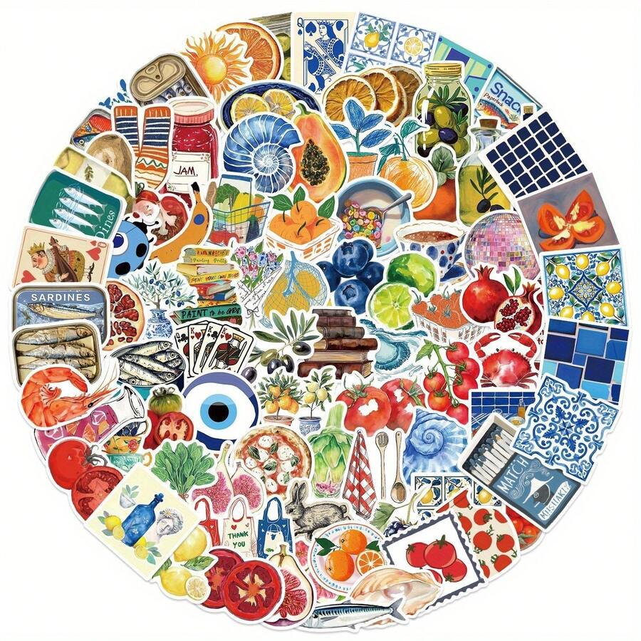 100 Peças Adesivos Vintage, Adesivos de Comida, Adesivos de Frutas ...