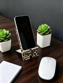 2pcs Leopard Print Phone Stands, Foldable Non-Slip Desktop Phone Holder, Suitable For Smartphones And Tablets, Fashion Home Desktop Decor Phone Accessories - Multicolor - View 3