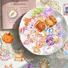 50pcs Magic Animal Stickers, Cute Wizard Stickers, Suitable For Planner Notebook Phone Case, Kawaii Fantasy Design, Waterproof, Perfect For Daily Aesthetic Decoration - Multicolor - View 4