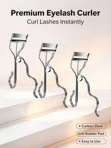 1pc Carbon Steel Eyelash Curler, Professional Makeup Tool, Natural Eyelash Curler, Portable Wide-Angle Partial Makeup Curler - Multicolor - View 2