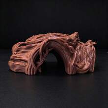 Cueva de escondite multifuncional con forma de raíz de árbol para reptiles, decoración de terrario, con bandeja superior para alimentación y agua, adecuada para reptiles pequeños - A - Ver 4