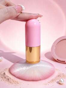 1pc Large Multi-Function Makeup Brush Pink Fluffy Powder Brush Loose Powder Brush Blush Brush Portable Beginner Makeup Tool - Pink - View 8