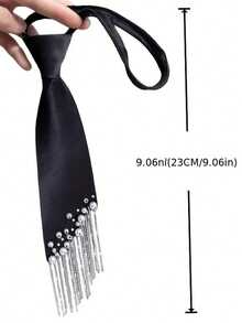 Women's Adjustable Tie-Free Necktie With Chain Decoration Bow, College Style Design, Suitable For School Uniform, Office, Party And Daily Wear, Hand Washable - Applicable To Uniform, Casual And Professional Attire - Multicolor - View 10