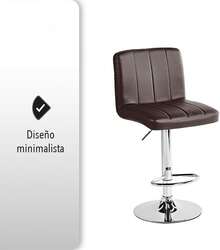Set de 2 Bancos de Barra con Respaldo Cuadrado, Bancos Altos para Cocina y Desayunador, Diseño Minimalista Ergonómico, Bancos Decorativos para Isla de Cocina y Sala de Estar - Café integral - Ver 4