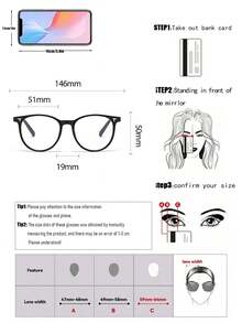 1 Pair Men's PC Material Round Black Flat Lens Glasses, Vintage Old Money Style Metal Rivet Beauty Blue Light Glasses Fake Glasses, Suitable For Autumn/Winter Accessories For Phone And Computer - A - View 4