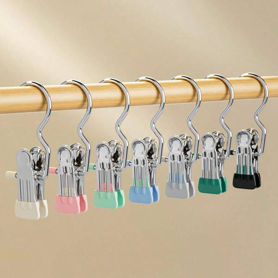 10pcs Multi-Purpose 3-Hook Hangers, Used For Hanging Scarves, Pants, Towels, Socks, Etc., Clothing Clips, Garment Clips - 3-prong Clip - View 1
