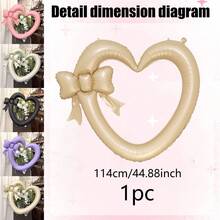 Bow Hollow Heart Photo Frame Foil Balloon, Available In Purple, Cream, Black, Caramel And Pink, Ins Style Decor Prop For Engagement, Wedding, Birthday Party Photo Backdrop - Multicolor - View 14