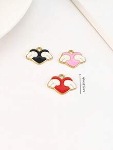 3 Styles Dopamine Color Heart, Heart Lock, Heart Wing Charms, Suitable For DIY Bracelets, Necklaces, Bag Chains, Jewelry Making - Winged Heart - View 5