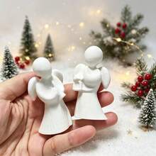 Christmas Prayer Angel And Guardian Angel Set, Christmas Theme Miniature Landscape Building Accessories - A - View 4