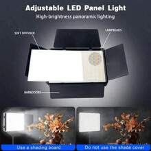 Two Pieces Set - 10-Inch LED Video Flat Panel Fill Light Kit, Studio Fill Light, Adjustable Brightness Photography Lighting Equipment, LED Fill Light With 4 Light Shields, Comes With A 52-Inch Tripod And Phone Holder, For Recording, Photography, Live Streaming, Game Streaming, Makeup, Parties And Gifts, Stabilizer Supports DIY, Compatible With All Mobile Phones And Cameras. - Black - View 4