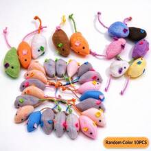 1-10 Random Color Piece Set Rattle Cat Mouse Toy Imitation Fur Cat Mouse Toy Interactive Cat Game Toy Indoor Cat Toy - Multicolor - View 16