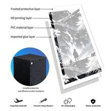 Black & White Japanese Landscape Moon Night Samurai Full Set Protective Skin, Compatible With Xbox Series S Console And Dual Controllers, Premium Vinyl Sticker, Scratch-Resistant, Waterproof, Easy To Remove Without Residue - View 8
