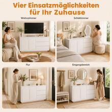 Flieks Dressing Table With LED Mirror And Pull-Out Tabletop, Vanity Table With 3-Color Lighting, 3 Drawers And 2 Storage Compartments, W 140 * H 75 * D 40 Cm - White - View 11