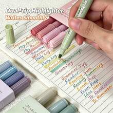 4Pcs Gradient Dual‑Ended Highlighter Pens, Large‑Capacity No‑Bleed Highlighters, Aesthetic Simple Colors, For Marking, Note‑Taking, Doodling & Drawing, Perfect For Students, Teachers & Art Lovers, Journal Stationery, Nice Daily Gift - Multicolor - View 2