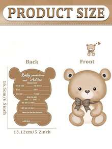 10-100pcs Teddy Bear Theme Baby Shower Game Set, Prediction & Advice Cards, Baby Shower Advice Cards For Expectant Parents, Baby Shower Party Supplies - Multicolor - View 3