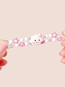 24Pcs Kids Pink Series Beaded Bracelet Set, Girls Jewelry For Holiday Party Wear & Birthday Gifts - Multicolor - View 6