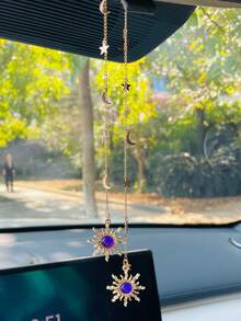 Creative Car Hanging Ornament, Moon And Star Chain Delicate Small Car Rearview Mirror Decorative Pendant, Car Rearview Mirror Hanging Ornament, Women's Car Decoration - A - View 12