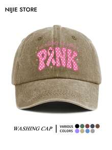 1pc Pink Vintage Washed Baseball Cap For Women, Warm And Windproof, Suitable For October Outfit, Gift For Family - A - View 5