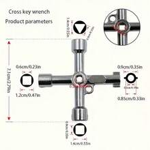 1pc Heavy Duty Zinc Alloy 4-Way Water Pipe Key With Hex Shaft - Industrial Grade Multi-Function Wrench For Water Meters, Coolers, Electrical Control Boxes, Gas Valve Locks And Faucets - Durable Metal Construction, Ergonomic Grip, Precision Engineering, Water Meter Tool, Sturdy Tool Design, High Quality Tool, Plumbing Tool, Cross Wrench, Triangle Wrench, Adjustable Wrench, Adjustable Wrench, Pipe Tool - Wrench - View 10