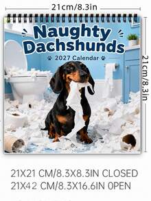 2027 12-Month Desktop Calendar, Playful Dachshund Funny Monthly Flip Calendar, Cute Dog Desktop Calendar, Dachshund Lover Gift - Multiple Styles - View 4