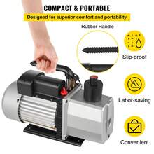 مضخة تفريغ احترافية بمروحة دوارة ثن ائية المرحلة، 8 CFM، 15 ميكرون، 3/4 حصان - 8CFM1HP - مشاهدة 6