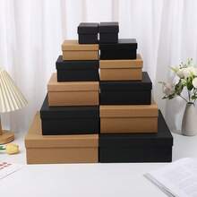 2026New Solid-Color Lid-And-Base Gift Box - A Large, Rectangular Kraft Paper Box Suitable For Birthdays, Weddings, Pre-Wedding Parties, Party Favors, Gift Wrapping, And Home Use; Perfect For All Seasons. - Multiple Styles - View 2