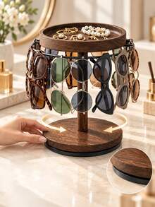 Wooden Fashion Glasses Storage Rack With Tray Base, Eyewear Display Stand, Home Fashion Glasses Organizer And Display Rack - Multicolor - View 3