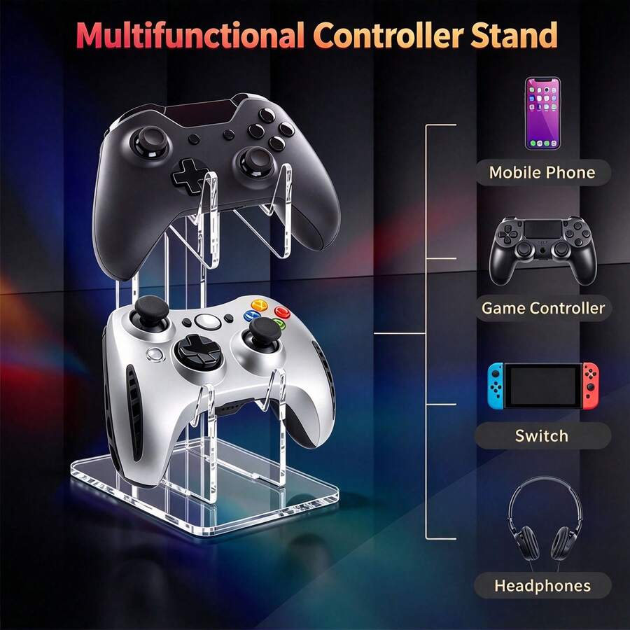 Acrylic Game Controller Display Stand, Wireless Transparent Desktop Headphone Holder, Universal Game Controller Stand