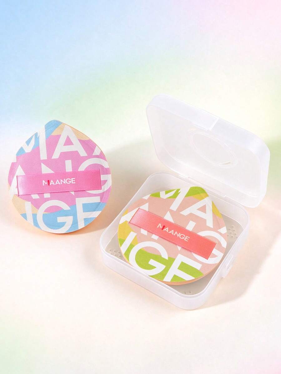 MAANGE 2pcs Triangle Cushion Powder Puff Set With 1 Breathable Storage Box, Dual-Use Dry And Wet, Easy Blending Makeup Sponge, Suitable For Contour, Nose, Eye Area Makeup, Can Be Placed In Home, Bathroom, Living Room, Bedroom Vanity, Convenient For Daily Facial Makeup, Portable, Essential Makeup Tool For Travel, Perfect Gift For Women And Girls. Room Decor, Beauty Sponge, Makeup Puff, Makeup Sponge, Makeup Sponge Set, Powder Puff, Triangle Powder Puff - Multicolor - View 1