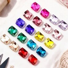 Assorted Shapes, 20pcs/Pack, Mixed Shapes, Flat Back Double Hole Exquisite Glass Rhinestones, Used For Sewing Wedding Dresses, Handbags And Shoes, Jewelry Making, Craft Accessories - Assorted Shapes 20pcs - View 20