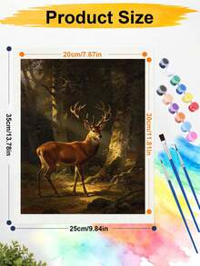 DIY Paint By Numbers Kit, Majestic Stag In Sunlit Forest, Classical Oil Painting Canvas Wall Art Home Decor Gift - A - View 7