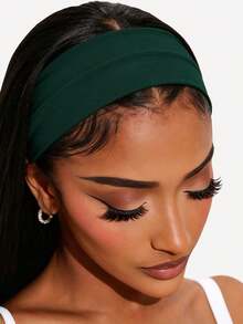 1-Pack Sports Sweatband Running Fitness Headband Holiday Essential Hair Accessory Summer Beach Headband Travel Festival Party - Dark Green - View 5