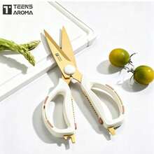 Random Color Style Multifunctional Heavy Duty Kitchen Scissors, Sharp Serrated Steel Kitchen Shears With Nut Cracker & Bottle Opener, Great For Poultry, Meat, Vegetables, Seafood, BBQ, Camping, Home & Restaurant Prep, Kitchen Gadget Gift, Halloween Christmas - Gold - View 1