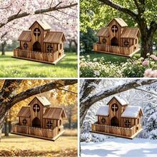 1pc Bird Nest Box, Random Color & Style, Wooden Breeding Box For Parrots, Tiger Finch, Peony Finch, Hatching, Warmth And Egg Laying - A - View 9