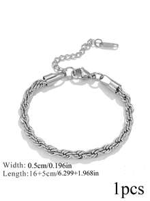 1 Pc 304 Stainless Steel Stylish And Charming Twisted Bracelet-DIY Jewelry Making, Perfect For Women - Chain - View 8