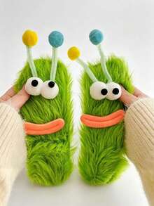 1 Pair Funny Colorful Plush Monster Knee-High Socks, 3D Cartoon Big Eye Doll Socks, Unique Fun Outfit Party Decorative Socks - Multicolor - View 7