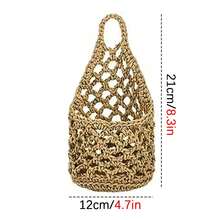 1pc Bohemian Style Woven Hanging Planter Basket, Woven Wall Hanging Fruit And Vegetable Storage Basket, Small 4-Inch Flower Pot Pocket Storage Rack, Decorative Cotton Rope Mesh Hanging Rack, Suitable For Home Living Room Bedroom Entryway Kitchen Wall Decor, Multi-Functional - Wall-mounted Plant Basket - View 7