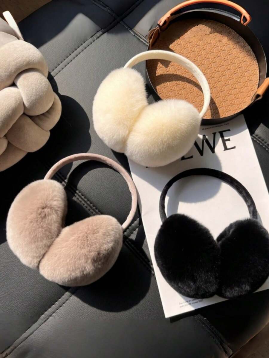2pcs Cute Plush Winter Earmuffs For Women, Warm Ear Covers, Anti-Freeze ...