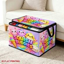 1PC SQUISH BUDDIES Pattern Under-Bed Storage With Zipper Flip Cover Foldable Storage Box - Suitable For Toy Organization, Under-Bed Storage, Car Trunk Storage, Books, Small Household Items Large Capacity Storage, Student Back To School Storage, Office, Home Organization, Clothing, Blanket Storage. - A - View 4