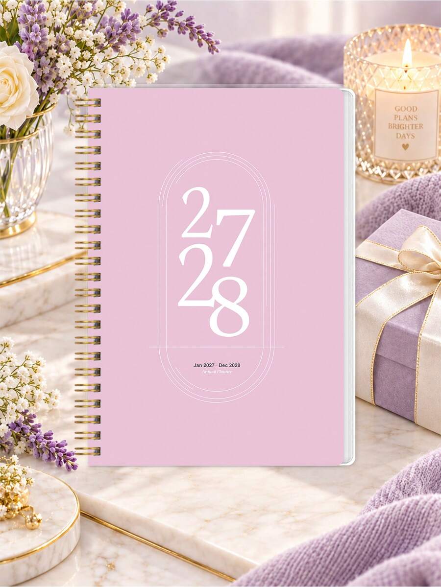 1pc 2027-2028 Weekly & Monthly Planner, A5 Spiral Bound Schedule Organizer With Writing Space For Meetings, Appointments & Work Tasks, Office Desk Accessories, Office Decor, Christmas Gifts - Rectangle - View 1