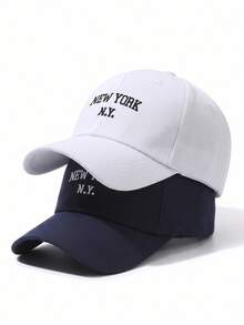 2件組 NEW YORK 字母刺繡棒球帽 卡車帽 男女通用 春秋旅行度假海灘休閒街頭時尚帽 - 2件 紐約 - 查看 3