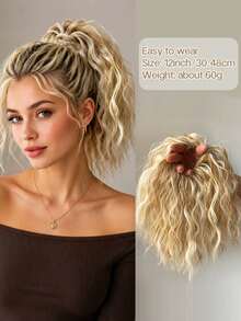 Fluffy Curly Bob Wig, Synthetic Heat-Resistant Ponytail Hair Extensions, Suitable For Daily Wear, Increase Hair Volume, Halloween - Multicolor - View 11