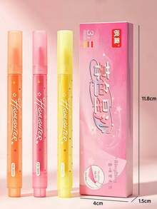 1/3/6pcs Transparent Letter Pole Glitter Fluorescent Pen Set, Random Color And Style, Two Thicknesses Of Glitter Scented Pens, Macaron Soft Tip Fluorescent Pens, Suitable For Students To Take Notes And Make Markings, Colorful Stationery Gift, Perfect For Note-Taking, Textbook Marking, Journaling And Office Use, Back To School Essential, Office Supplies - Multicolor - View 8