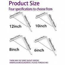 2pcs 3pcs White Triangle Bracket 8 Inch 10 Inch 12 Inch Heavy Duty Metal Shelf Bracket Suitable For Home Kitchen Office Support Corner Bracket - B - View 4