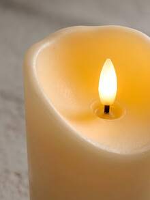 1/3pcs Flameless LED Pillar Candles With Remote Timer, 3D Realistic Flickering Warm White Light, Battery Operated Ivory Color Candles With Wavy Top, Suitable For Home, Wedding, Christmas Party, Bedroom, Fireplace Decor - White - View 3