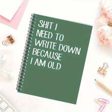 1pc Funny Spiral Notebook, Cover Printed With "Because I'm Old, I Need To Record Things", Size 8.26x5.7 Inches, Suitable For Journaling, Planning, Can Be Given As A Gift To Family, Nurses, Parents, Colleagues And Friends, Suitable For School Use, School Supplies - Green Spiral Notebook - View 4